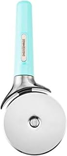 Farberware Pro Pizza Cutter Wheel with Aqua Sky Handle, Sharp Stainless Steel Blade, Finger Guard, Raised Tip-Up Head, Dishwasher Safe - Cuts Pizza, Pie Crust and Pastry
