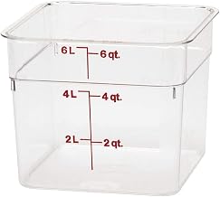 Food Storage Container - Classic Series Square - 6 QT (Quart) - Commercial Grade for Food Prep (Clear) by Cambro – 6 QT, 5.7 liters, Polycarbonate (PC), Clear, Pack of 6