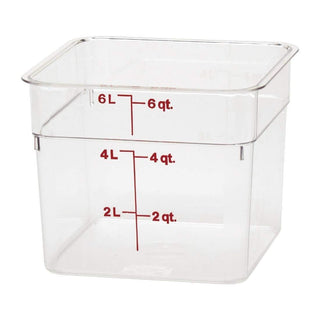 Food Storage Container - Classic Series Square - 6 QT (Quart) - Commercial Grade for Food Prep (Clear) by Cambro – 6 QT, 5.7 liters, Polycarbonate (PC), Clear, Pack of 6