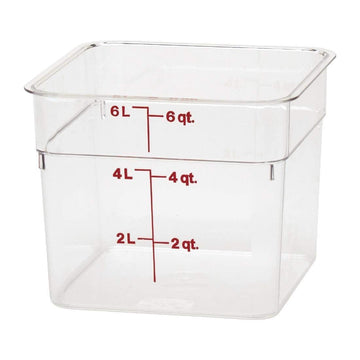 Food Storage Container - Classic Series Square - 6 QT (Quart) - Commercial Grade for Food Prep (Clear) by Cambro – 6 QT, 5.7 liters, Polycarbonate (PC), Clear, Pack of 6
