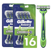 Gillette 8 Count (Pack of 2) / Sensor3 Sensitive (8ct) / Green/White Disposable Razors