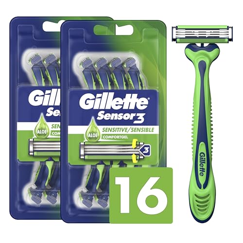 Gillette 8 Count (Pack of 2) / Sensor3 Sensitive (8ct) / Green/White Disposable Razors