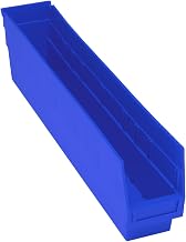 Quantum Storage QSB205 Store-More Heavy-Duty Nesting Plastic Shelf Bins for Pharmacy, Hospital & Warehouse, Hanging Lip & 7 Divider Slots, 24" x 5" x 6", Blue, 16-Pack