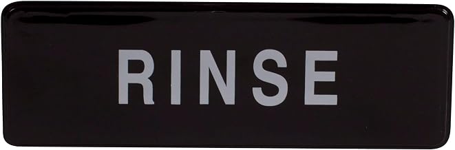 Winware Information Sign, "Rinse", 3" x 9", Black | Bold lettering, Great for Facility Signage, Staff Areas, Restrooms and Compliance Notices