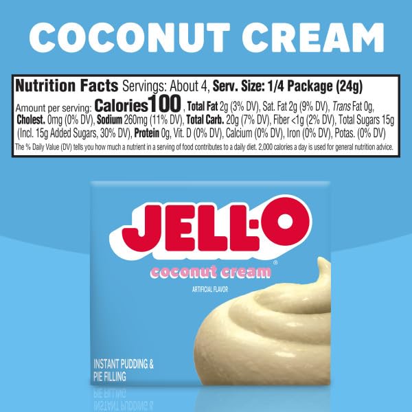 Jell-O Tapioca & Coconut cream / 3.2 Ounce (Pack of 4) / 4 Pudding Mixes