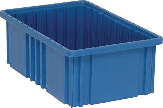QUANTUM STORAGE SYSTEMS DG92060BL Dividable Grid Storage Container, Heavy-Duty Stackable Plastic Parts Bin for Warehouse, Assembly & Industrial Organization, 16-1/2" x 10-7/8" x 6", Blue, 8-Pack