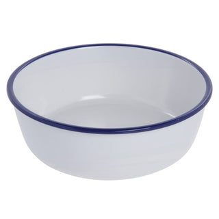 Serving Bowl Enamelware Look Melamine White/Blue 8 9/10 Dia x 3" D by HUBERT – Melamine, White, Model 234811