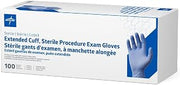Medline Extended Cuff Exam Gloves, Nitrile, Powder-Free, Single Glove, Sterile, Size XL