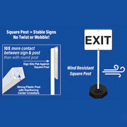 Wheeled Recycled Rubber Base Portable Sign Stand System by Plasticade – White