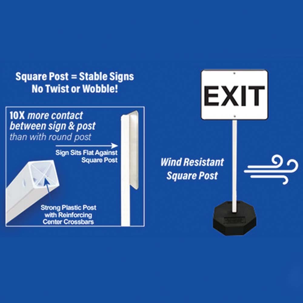 Wheeled Recycled Rubber Base Portable Sign Stand System by Plasticade – White