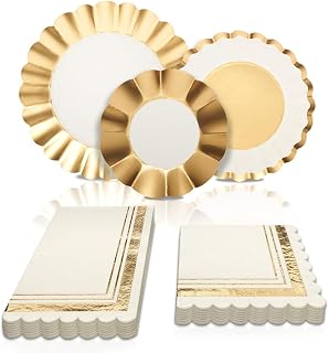 Sophistiplate 64Pcs Tableware Set. Decorative Paper Plates. Premium, Heavyweight Plates for Party Decorations. Party Supplies Set Includes Dinner, Salad, Plates & Napkins