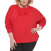 Womens Plus Crewneck Fitness Sweatshirt Red 1X by Calvin Klein Performance – 1X, Cotton, Salsa, Model PF2X2356
