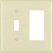 Legrand Pass & Seymour SP126IU Plastic Wall Plate, 2 Gang, Combination One Toggle Switch and One Decorator Rocker GFCI, Ivory (1 Count), Two Gang