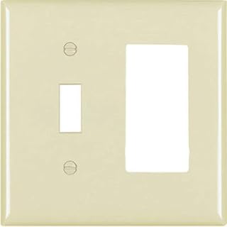 Legrand Pass & Seymour SP126IU Plastic Wall Plate, 2 Gang, Combination One Toggle Switch and One Decorator Rocker GFCI, Ivory (1 Count), Two Gang