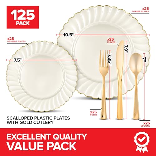 Stock Your Home 125 / 125 Piece / Gold Plates
