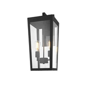 William Two Light Outdoor Wall Sconce Black by Lighting Design – Iron, Black