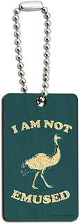 I Am Not Emused Emu Amused Funny Wood Wooden Rectangle Keychain Key Ring