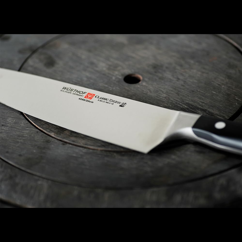 Classic IKON 8" Chef's Knife by Wüsthof – 8 Inch, Stainless Steel, Black, Model 4596/20