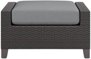 Set of 2 Outdoor Ottomans for Patio Use, Aluminum Wicker Outdoor Footstool for Patio or Garden Seating Comfort