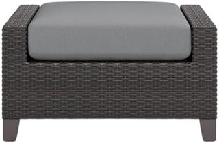Set of 2 Outdoor Ottomans for Patio Use, Aluminum Wicker Outdoor Footstool for Patio or Garden Seating Comfort