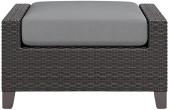Set of 2 Outdoor Ottomans for Patio Use, Aluminum Wicker Outdoor Footstool for Patio or Garden Seating Comfort