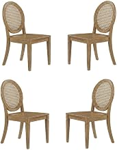 Furnifact Brown 4-Piece Cane-Back Dining Chair Set, Stylish, Comfortable, Durable Wood Frame, Classic Design, Supports Up to 250 lbs