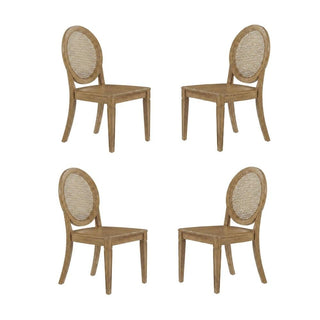 Brown 4-Piece Cane-Back Dining Chair Set by Furnifact – Rubberwood 95.00%,Paper Rattan 5.00%, Brown, Pack of 4