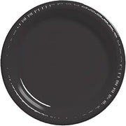 Creative Converting Touch of Color 50 Count Plastic Dinner Plates, Black Velvet