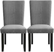 Starlight Canyon Home Doxon Light Grey Upholstered Side Chair Set of 2, Modern Style, Padded Seat, Durable Frame, Elegant Design, Living Room, Dining Area