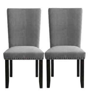 Doxon Light Grey Upholstered Side Chair Set of by Starlight Canyon Home – Flannelette, Solid Wood, Wood Veneer, Engineered Wood, Grey, Pack of 2
