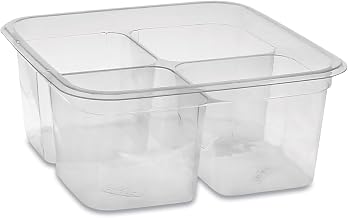 Pactiv Evergreen EarthChoice Square Recycled Bowl,4-Compartment, 32 oz, 6.13 x 6.13 x 2.61, Clear, Plastic, 360/Carton