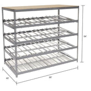 4 Level Single Depth Gravity Flow Carton Rack by Global Industrial – 48"L x 96"W x 84"H, Alloy Steel, Grey, Model 184058