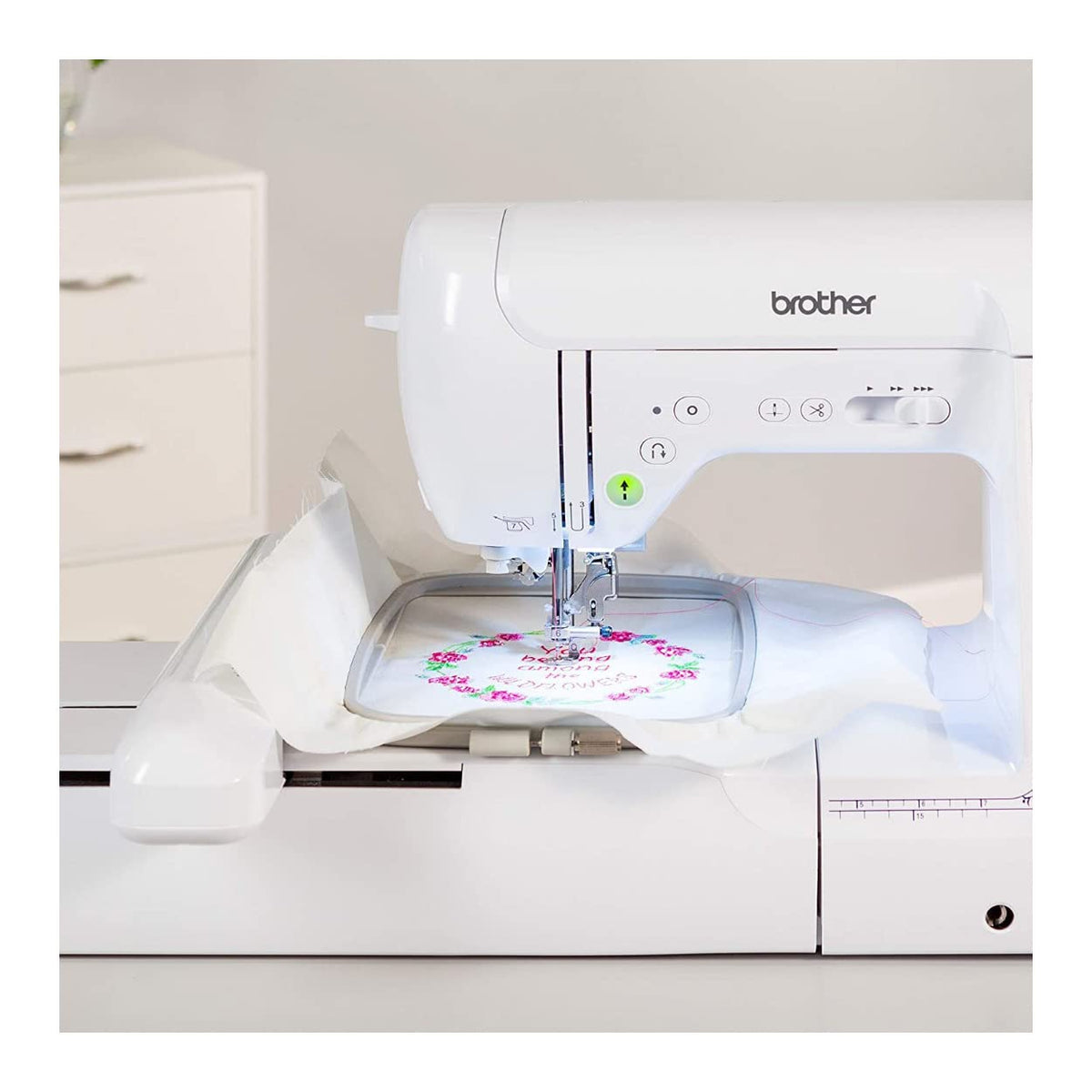 SE1900 Sewing and Embroidery Machine with Threads and Sewing Clips Set Bundle (3 Items) by Brother – 22 x 22.6 x 18.75 inches, Metal, white, Model SE1900_K1