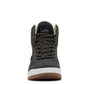 Men's Noah High-Top Retro Sneaker by Lee – 11, Faux Leather, Black/Cognac, Model M000261-0676