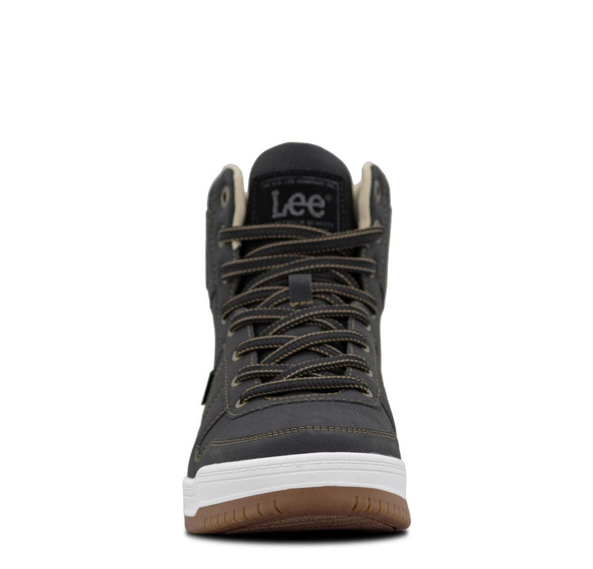 Men's Noah High-Top Retro Sneaker by Lee – 11, Faux Leather, Black/Cognac, Model M000261-0676