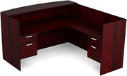 Kai by i5 Commercial 71" x 72" L-Shape Reception Desk with Double Hanging Pedestals RD7172P-1 Mahogany