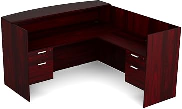 Kai by i5 Commercial 71" x 72" L-Shape Reception Desk with Double Hanging Pedestals RD7172P-1 Mahogany