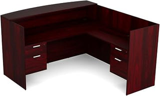Kai by i5 Commercial 71" x 72" L-Shape Reception Desk with Double Hanging Pedestals RD7172P-1 Mahogany