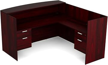 Kai by i5 Commercial 71" x 72" L-Shape Reception Desk with Double Hanging Pedestals RD7172P-1 Mahogany