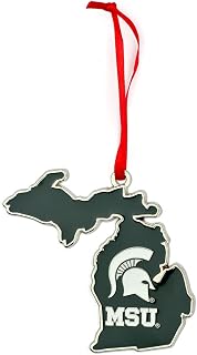 Michigan State Spartans State Shape Metal Christmas Ornament