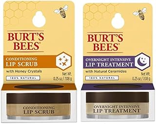 Burt's Bees Overnight Intensive Lip Treatment, 0.25 oz - Moisturizing, Restorative & Conditioning Honey Lip Scrub, Honey Crystals, Exfoliates and Conditions Dry Lips