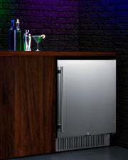 Summit 27” Refrigerator by Summit Appliance – 27" Wide, 4.98 cubic_feet, Stainless Steel, Black, Model FF27BSS