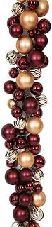 6 ft. Mixed Matte & Reflective Ball Garland Burgundy & Gold