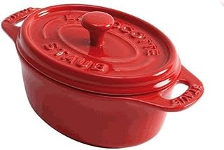 STAUB Ceramic Cocotte Oval 40511-086 Mini Cocotte Oval 4.3 inches (11 cm) Cherry, Heat Resistant, Storage Container, Microwave Safe