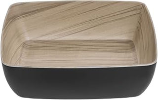 HUBERT Serving Bowl Wood-Look Black Melamine with Light Wood Inside - 9 7/8 L x 9 7/8 W x 3" H