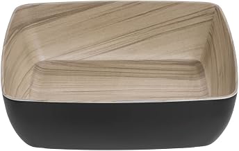 HUBERT Serving Bowl Wood-Look Black Melamine with Light Wood Inside - 9 7/8 L x 9 7/8 W x 3" H