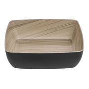 Serving Bowl Wood-Look Black Melamine with Light Wood Inside - 9 7/8 L x 9 7/8 W x 3" H by HUBERT – Melamine, Black, Model M2380-BLACK