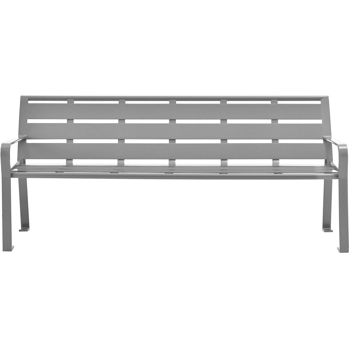 6' Outdoor Park Bench with Back by Global Industrial – 6'L, Steel, Gray, Model 436975GY