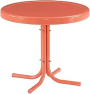 Crosley Furniture Griffith Weather Resistant Retro Metal Outdoor Side Table for Patio, Deck, Porch, Coral Gloss