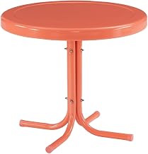 Crosley Furniture Griffith Weather Resistant Retro Metal Outdoor Side Table for Patio, Deck, Porch, Coral Gloss